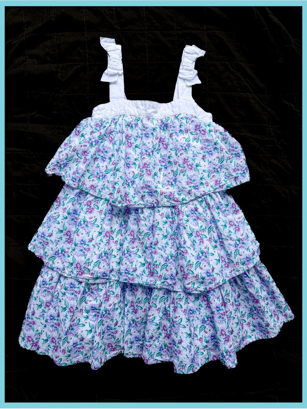Janie and Jack Floral Ditsy Tiered Ruffle Dress Size 6 Quality Layering Full Bow